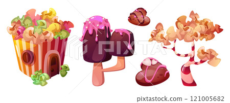 Candy land game ui landscape sugary elements Candy land game ui landscape sugary elements 121005682