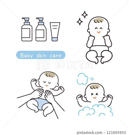 Baby skin care set line drawing 121005933