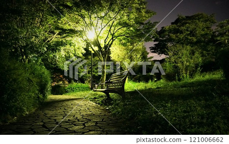 Park bench at night Park bench at night 121006662