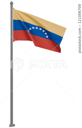 3D illustration of the fluttering flag of the Bolivarian Republic of Venezuela (front view) 121006709