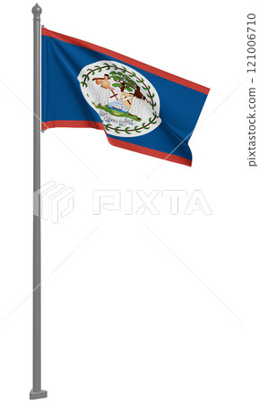 3D illustration of Belize fluttering flag (front view) 121006710