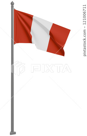 3D illustration of the fluttering flag of the Republic of Peru (front view) 121006711