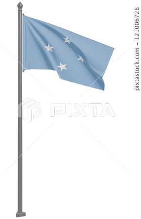 3D illustration of the flag of the Federated States of Micronesia fluttering (front view) 121006728