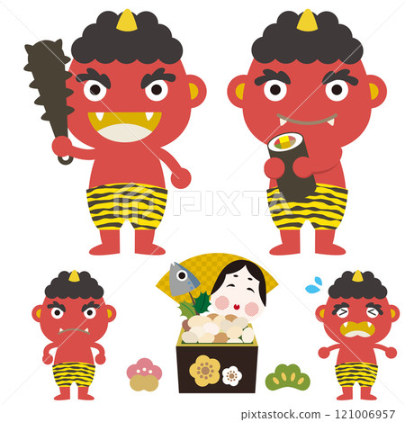 Setsubun red demon illustration set 121006957