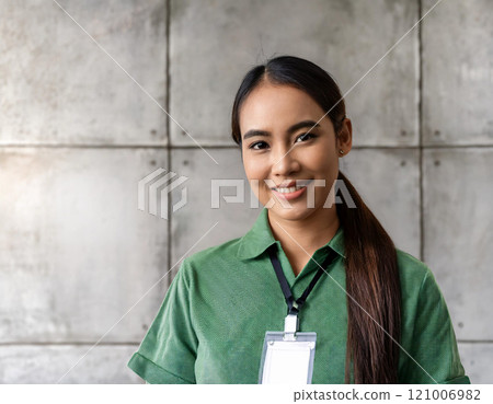 Retail Worker with Subtle Modern Design 121006982