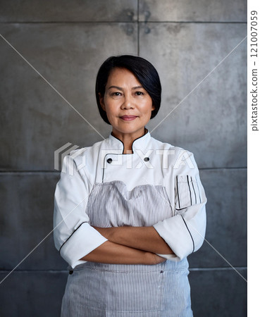 Restaurant Chef with Concrete Wall Backdrop 121007059