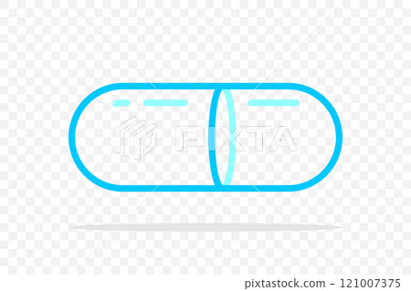 Blue pill capsule icon and shadow 121007375