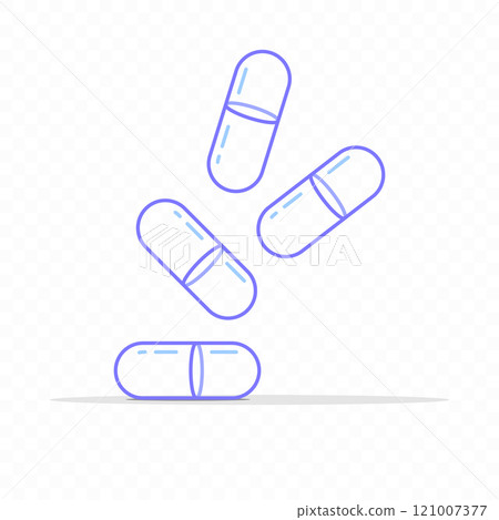 Pills line icon. Capsules of vitamins, tablets, drugs Pills line icon. Capsules of vitamins, tablets, drugs 121007377