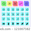 Arrow and cursor icons, different shapes simple arrows direction. 121007382