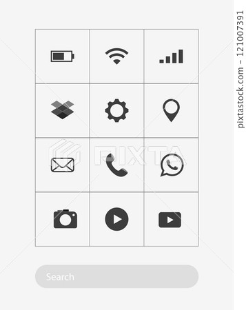 Classic user data and options, button settings line series. Contact info icons. Classic user data and options, button settings line series. Contact info icons. 121007391