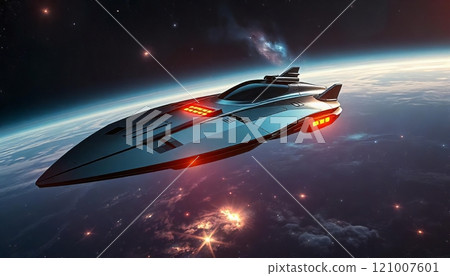 Futuristic Spaceship in the Vastness of Space Futuristic Spaceship in the Vastness of Space 121007601