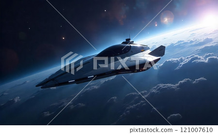 Futuristic Spaceship in the Vastness of Space Futuristic Spaceship in the Vastness of Space 121007610