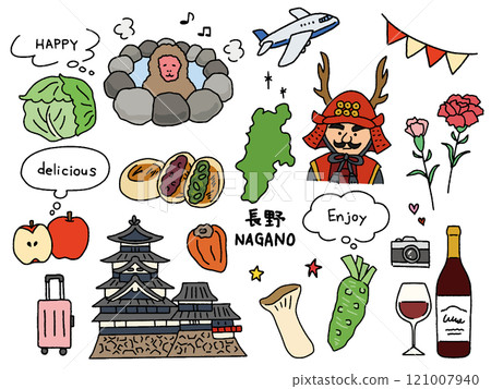 Nagano hand-drawn illustration set Nagano hand-drawn illustration set 121007940
