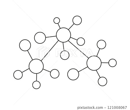Hub networks connections system symbol line icon. Molecule or atom structure, communications social media contacts. Abstract share or business infrastructure. Hub networks connections system symbol line icon. Molecule or atom structure, communications social media contacts. Abstract share or business infrastructure. 121008067