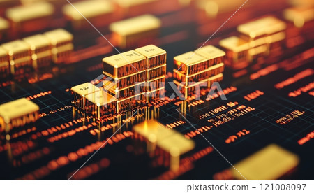 Abstract digital representation of data blocks on a virtual network. 121008097