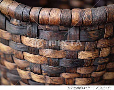 Rustic artisan woven basket pattern with rich texture and earthy tones for cozy home style and decor inspiration 121008438