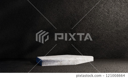 stone display podium product empty stage presentation platform minimal background. cosmetic beauty design pedestal modern stand rock backdrop space mockup. scene abstract blank floor show studio. 121008664