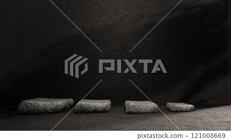 stone display podium product empty stage presentation platform minimal background. cosmetic beauty design pedestal modern stand rock backdrop space mockup. scene abstract blank floor show studio. 121008669