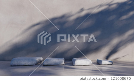 stone display podium product empty stage presentation platform minimal background. cosmetic beauty design pedestal modern stand rock backdrop space mockup. scene abstract blank floor show studio. 121008670