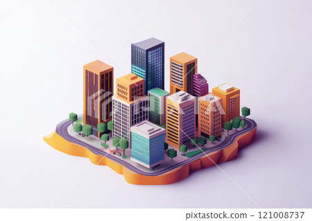 Isometric model of small city 121008737