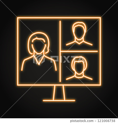 Video conference neon line icon Video conference neon line icon 121008738