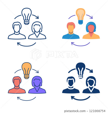 Share idea icon set in flat and line style Share idea icon set in flat and line style 121008754