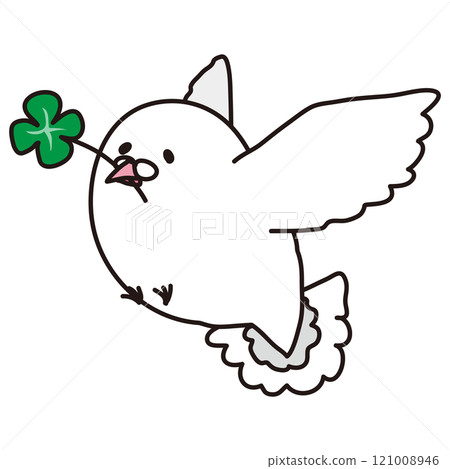 白鴿嘴裡叼著四葉草 121008946