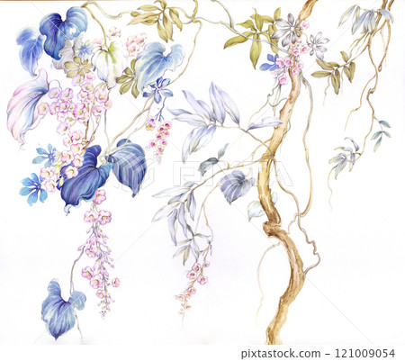 Creative Floral Illustrations with Hand Painted Details 121009054