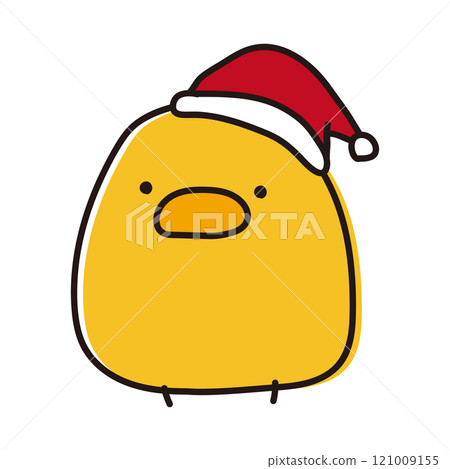 Round chick wearing a Christmas hat Round chick wearing a Christmas hat 121009155