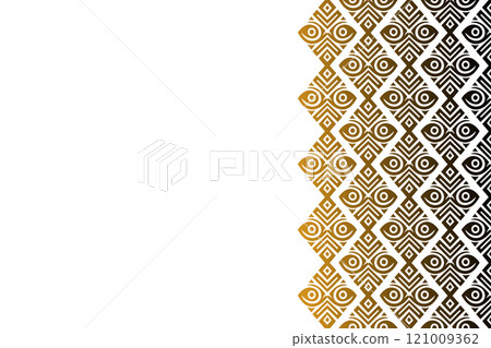 Tribal hand drawn border edge pattern with empty blank space for text. Geometric vector template design. Tribal hand drawn border edge pattern with empty blank space for text. Geometric vector template design. 121009362