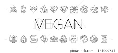 vegan vegetarian food leaf icons set vector 121009731
