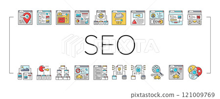 seo market rank search icons set vector seo market rank search icons set vector 121009769