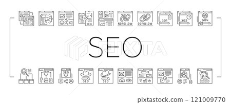 seo technical audit icons set vector 121009770