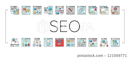 seo technical audit icons set vector 121009771