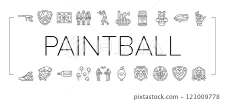 paintball game player team icons set vector 121009778