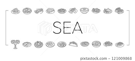 sea cuisine italian cook greece icons set vector sea cuisine italian cook greece icons set vector 121009868