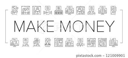 make money internet money online icons set vector make money internet money online icons set vector 121009901