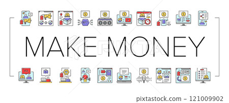 make money internet money online icons set vector make money internet money online icons set vector 121009902