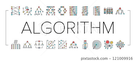 algorithm data technology ai icons set vector algorithm data technology ai icons set vector 121009916