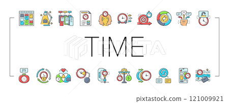 time management clock work icons set vector 121009921