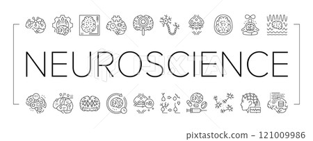 neuroscience brain neurology icons set vector 121009986
