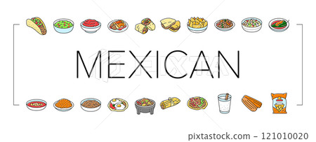 mexican cuisine food dinner icons set vector mexican cuisine food dinner icons set vector 121010020