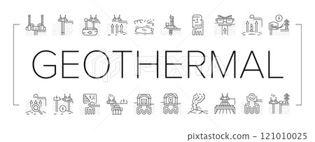 geothermal energy power plant icons set vector 121010025