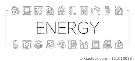 energy conservation green save icons set vector 121010028