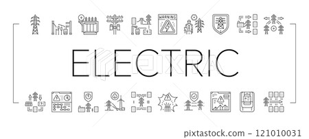 electric grid energy power icons set vector electric grid energy power icons set vector 121010031