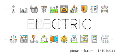 electric grid energy power icons set vector electric grid energy power icons set vector 121010033