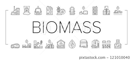 biomass energy plant power icons set vector 121010040
