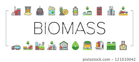 biomass energy plant power icons set vector 121010042