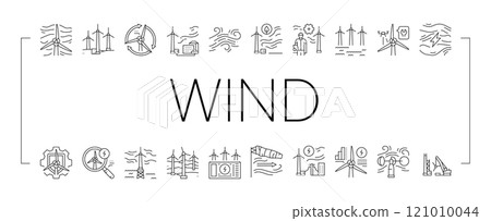 wind turbine power energy farm icons set vector 121010044