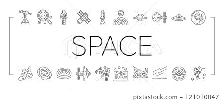 space exploration planet icons set vector space exploration planet icons set vector 121010047